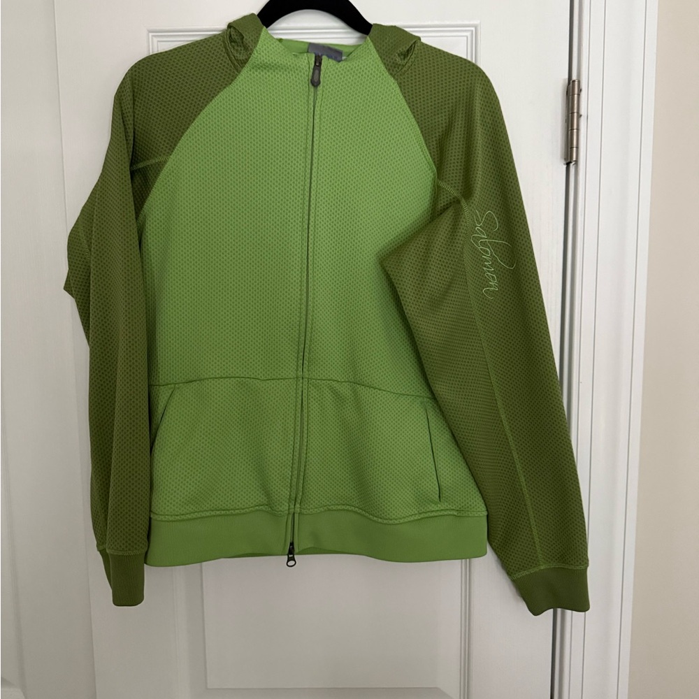 Salomon Lime Green Performance Hoodie SZ L